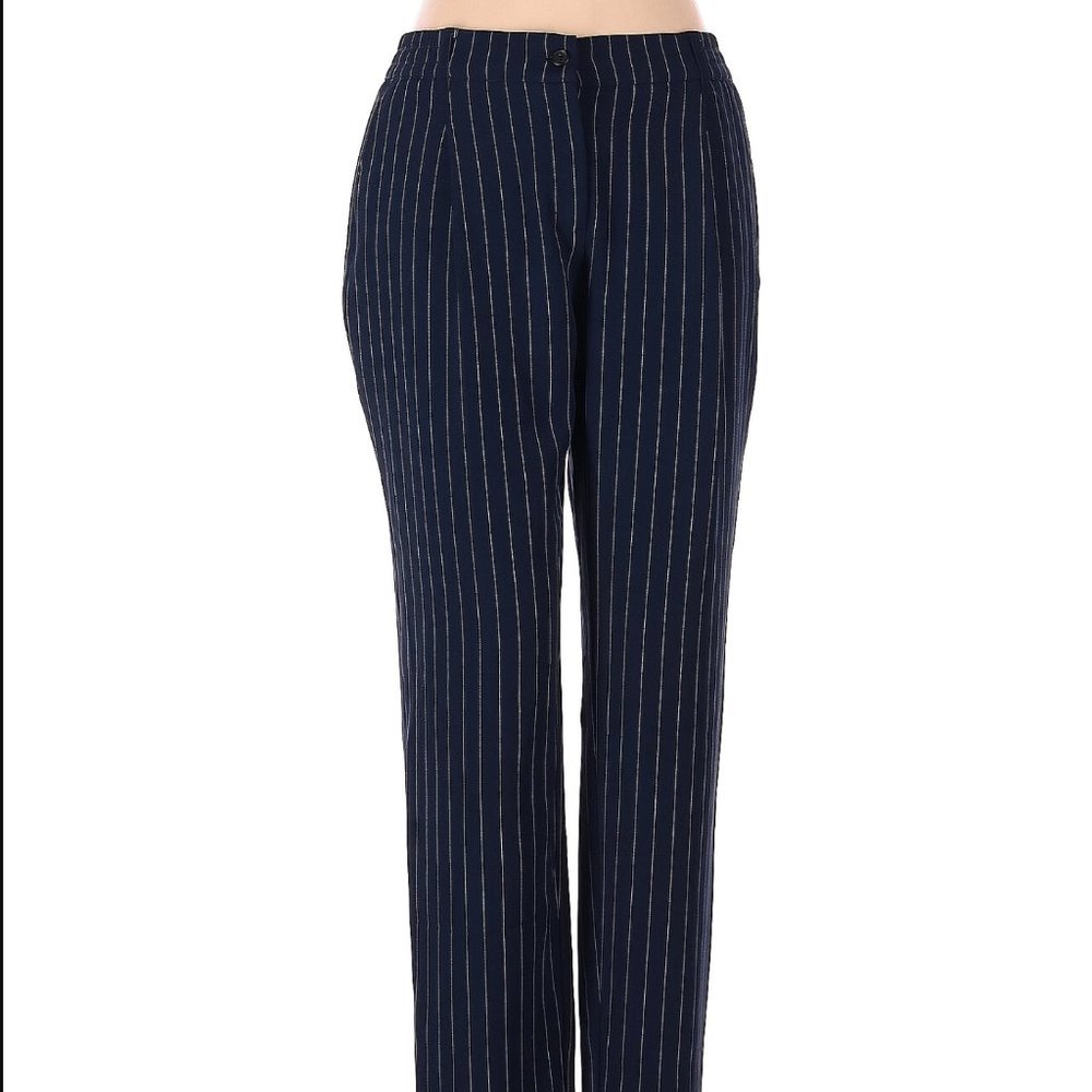 BAR III Pinstripe Pants Straight Leg Black White 6